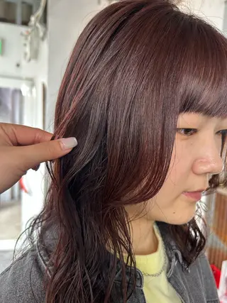 ミディアム カラー maho/垢抜け カラーパーマメイクのヘアスタイル