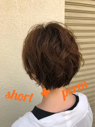 ショート カラー パーマ ヘアアレンジ 【白髪ぼかし 専門GBG】自由が丘のヘアスタイル