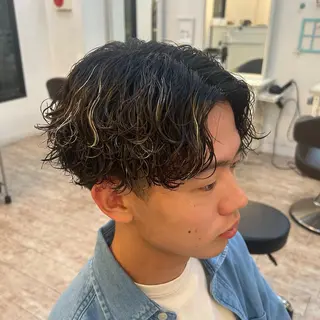 パーマ メンズ ボブ／艶カラー ❣️マナミのヘアスタイル