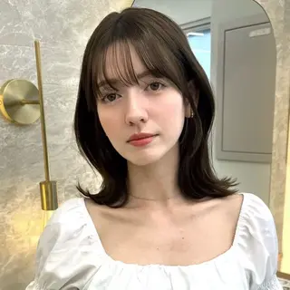 ミディアム カラー ヘアアレンジ ボブ｜韓国｜美髪矯正 ｜amika🌙のヘアスタイル
