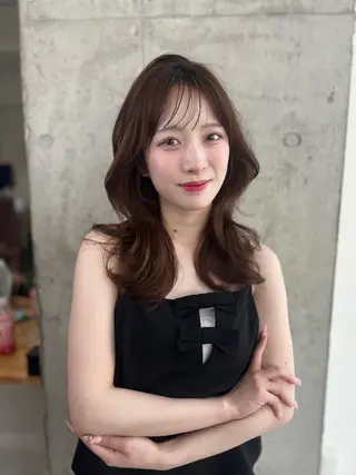 セミロング 恵比寿韓国レイヤー× 艶透明感カラー大場のヘアスタイル