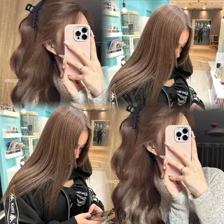 ロング カラー 韓国風ハッシュカット 似合わせレイヤー池袋のヘアスタイル