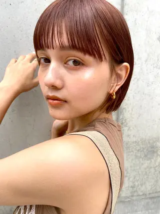 ショート カラー ヘアアレンジ 髪質改善カラー&TR 縮毛矯正/弱酸性矯正のヘアスタイル