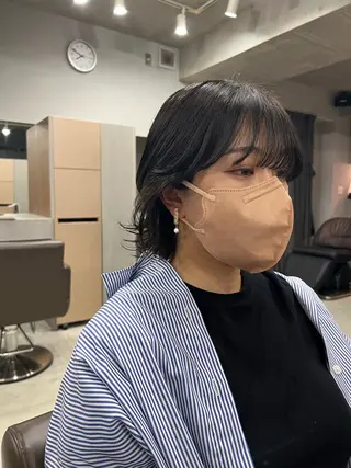 ミディアム カラー ボブパーマコテ巻き風 パーマNo1深江秀平のヘアスタイル