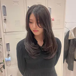 セミロング カラー 望愛/レイヤー/ハイ トーン/デザインのヘアスタイル