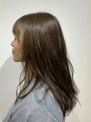 カラー セミロング 酸性ストレート/ブリ ーチなしWカラー河本のヘアスタイル