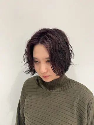 ショート カラー メンズハイライト × perm Runoのヘアスタイル