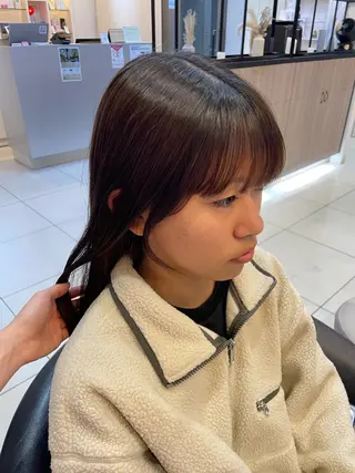 セミロング mao♡ベージュ/ 顔周りカットのヘアスタイル