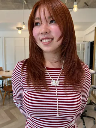 カラー ブリーチカラー🎀 韓国風/寺門美優のヘアスタイル