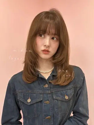 カラー 🐰チナ🐰 暖色ベージュ/顔周りのヘアスタイル