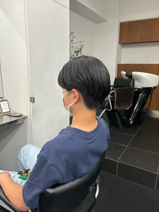 ミディアム メンズ 【ヤマザキアヤメ】 艶カラー/縮毛矯正のヘアスタイル