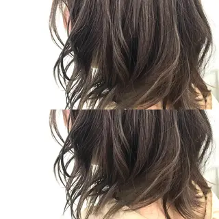 ミディアム カラー 韓国レイヤーカット/ ダブルカラーのヘアスタイル