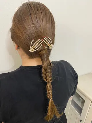 セミロング カラー パーマ ヘアアレンジ Hiroshi ヒロシのヘアスタイル