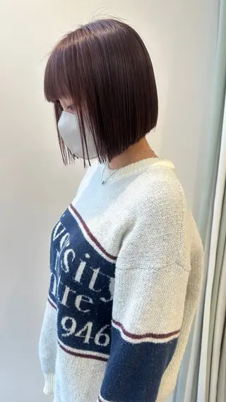 ショート カラー 小顔レイヤー/ ベージュ🤍Rieのヘアスタイル