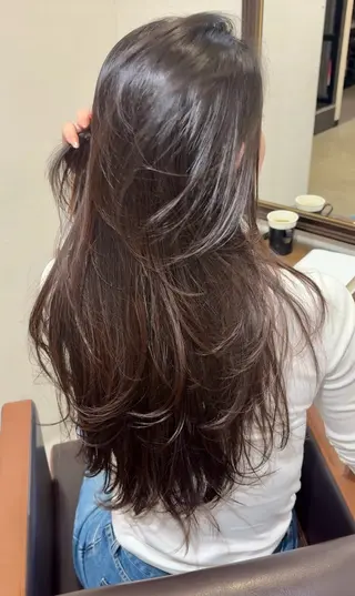 ロング レイヤーカット/韓国 /艶髪/ダブルカラーのヘアスタイル