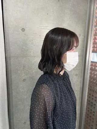 ミディアム カラー パーマ ボブパーマコテ巻き風 パーマNo1深江秀平のヘアスタイル