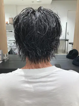 ショート パーマ メンズ スキバサミを使わない カット🌼唯🌼のヘアスタイル