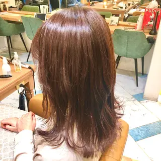 セミロング カラー 縮毛矯正 髪質改善 韓国風レイヤー 吉田のヘアスタイル