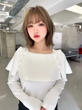 ミディアム カラー ブリーチなし 透明感カラー/艶髪のヘアスタイル