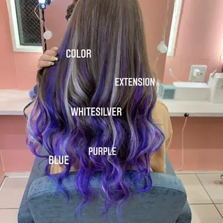 ロング カラー エクステ🩵ブリーチ 韓国ヘア🩵KAEのヘアスタイル