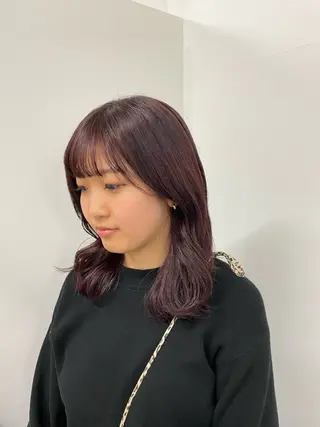 セミロング カラー ナギ『kii』 福岡美容室🇰🇷のヘアスタイル