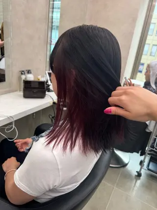 セミロング カラー パーマ ヘアアレンジ メンズ キッズ 韓国系🇰🇷🩶 艶暗髪/MEIのヘアスタイル