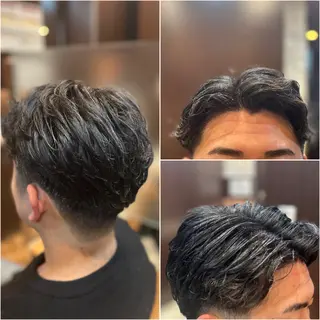 ミディアム パーマ メンズ 根尾 海咲のヘアスタイル