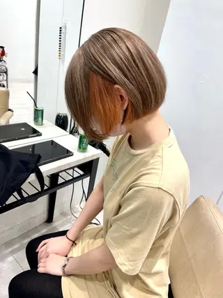ショート カラー 韓国風ハッシュカット 似合わせレイヤー池袋のヘアスタイル
