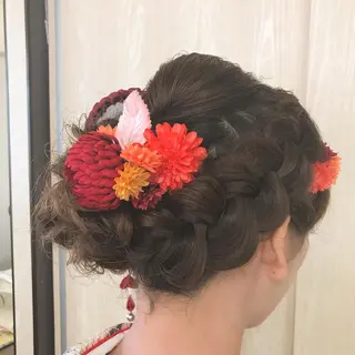 セミロング カラー パーマ ヘアアレンジ 透け感/くびれヘア/ レイヤー/カズキ🍭のヘアスタイル