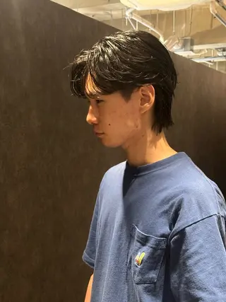 ミディアム パーマ メンズ 金山駅前/メンズ パーマ/真柄 恒輝のヘアスタイル