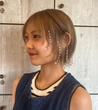 ショート カラー 顔まわり/透け感 カラー/青栁優🔆のヘアスタイル