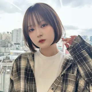 ショート カラー ボブ×艶髪｜ 艶カラー🩶石橋怜大のヘアスタイル