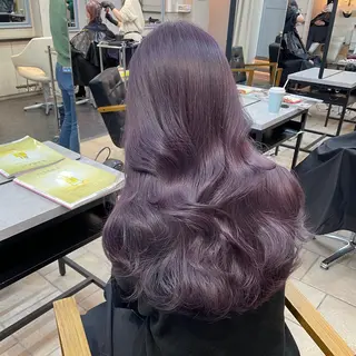 ロング カラー ブリーチなしピンク 赤井龍斗のヘアスタイル
