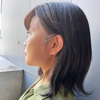 ミディアム カラー ヘアアレンジ 🎀縮毛矯正.暗髪 .艶髪🩶ちひろのヘアスタイル