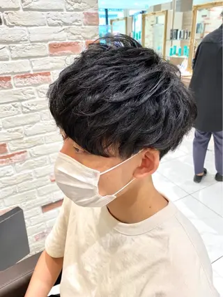 ショート パーマ メンズ 【𝐀𝐬𝐡大森】 石崎竜祐のヘアスタイル