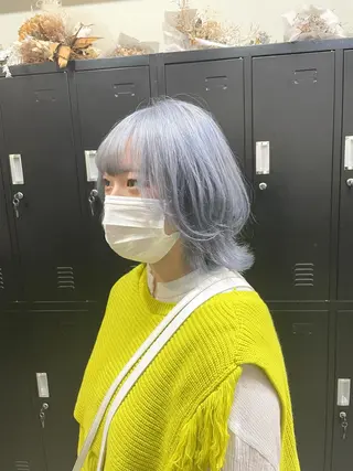 ショート カラー パーマ ヘアアレンジ メンズ キッズ ネイル マツエク・マツパ 切りっぱなしヘアボブ ミディアムヘアRYOのヘアスタイル