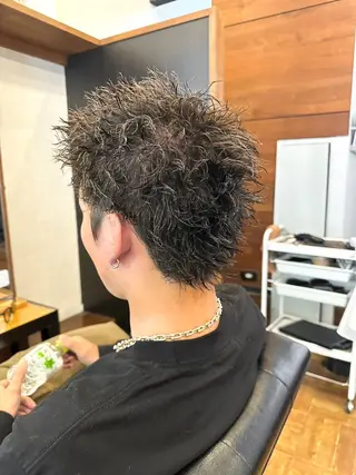 ショート カラー パーマ ヘアアレンジ メンズ キッズ ブリーチカラー🔥 パーマ【佐々木凌平】のヘアスタイル