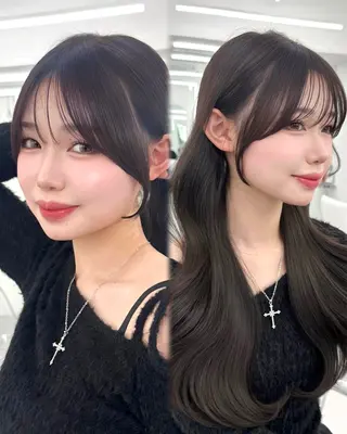 セミロング カラー 🇰🇷韓国風くびれ ヘア🇰🇷中村優大のヘアスタイル