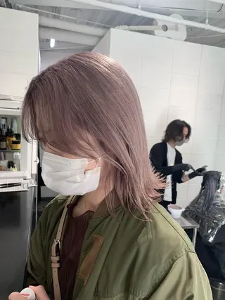 ミディアム カラー ヘアアレンジ 艶ハイトーン/ヘア アレンジAYAKAのヘアスタイル