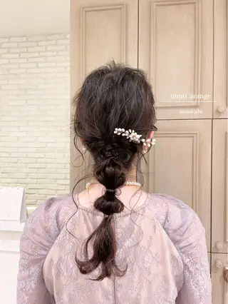 セミロング ヘアアレンジ シールエクステ横浜 🐏☁️miminaのヘアスタイル