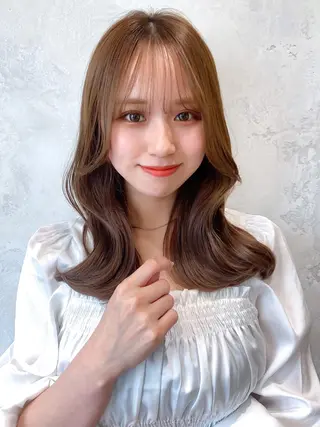 セミロング カラー 顔周り/くびれヘア 韓国ヘア💕風間るなのヘアスタイル