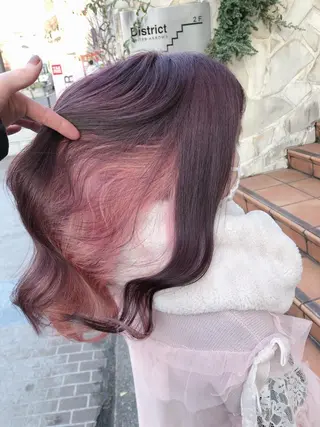 セミロング カラー ヘアアレンジ メンズ キッズ 💟Chloe原宿店 🩶ハイトーンのヘアスタイル