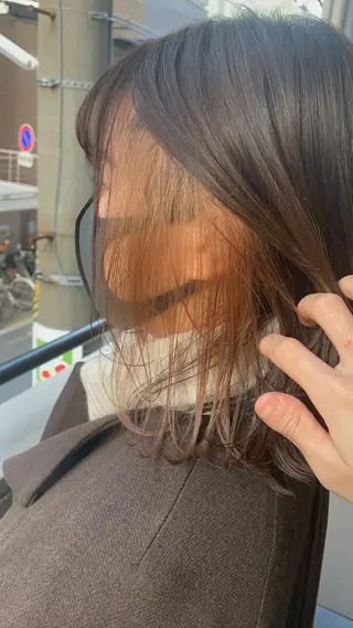 ミディアム カラー パーマ ヘアアレンジ メンズ キッズ ネイル マツエク・マツパ 切りっぱなしヘアボブ ミディアムヘアRYOのヘアスタイル