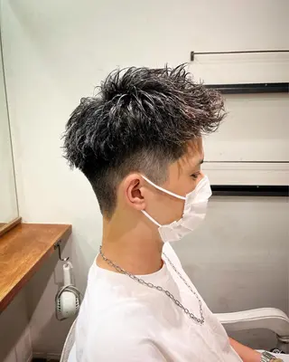 ショート パーマ メンズ アイブロウ 京都駅メンズカット/ パーマ/Keigoのヘアスタイル