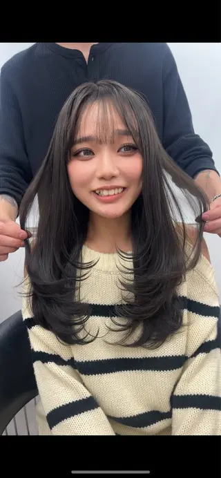 ロング カラー 山崎/ボブ縮毛矯正 レイヤー髪質改善のヘアスタイル
