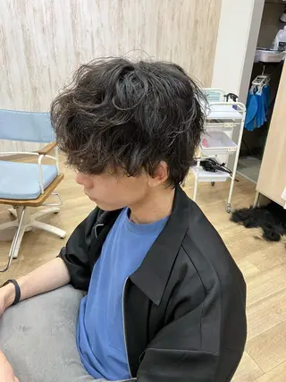 ミディアム パーマ メンズパーマ波巻き 🌳大森悠登🌳のヘアスタイル