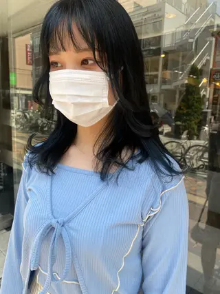 セミロング カラー パーマ ヘアアレンジ メンズ キッズ ネイル mana 暖色カラーカットのヘアスタイル