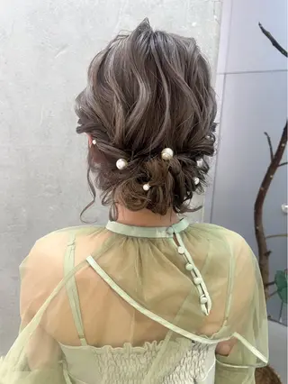 ミディアム ヘアアレンジ 谷町/Le'a /竹原しおなのヘアスタイル