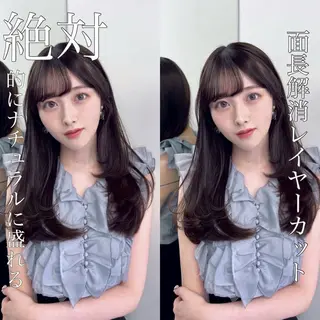 セミロング レイヤー/髪質改善 縮毛/ハッシュカットのヘアスタイル