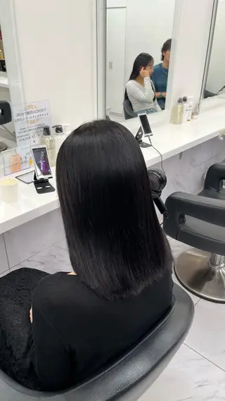 ロング カラー ヘアアレンジ 韓国ヘア/縮毛 /大人透明感🫧のヘアスタイル